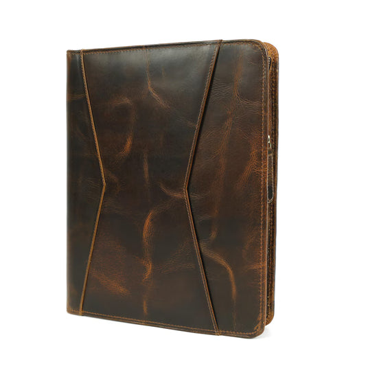 Wyoming Jack leather portfolio and padfolio with personalized customization, featuring a sleek, professional design and multiple storage compartments.