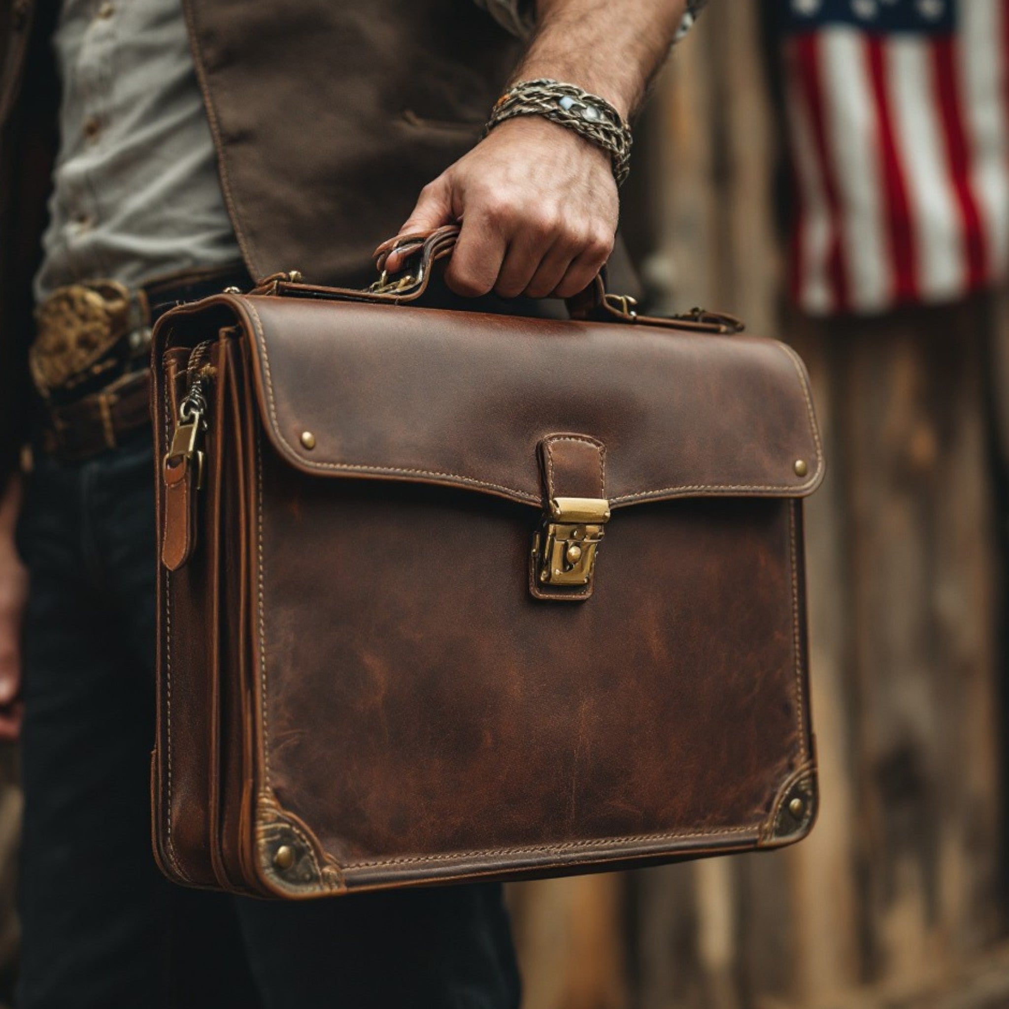 Wyoming Jack handcrafted full-grain leather briefcases for work and travel