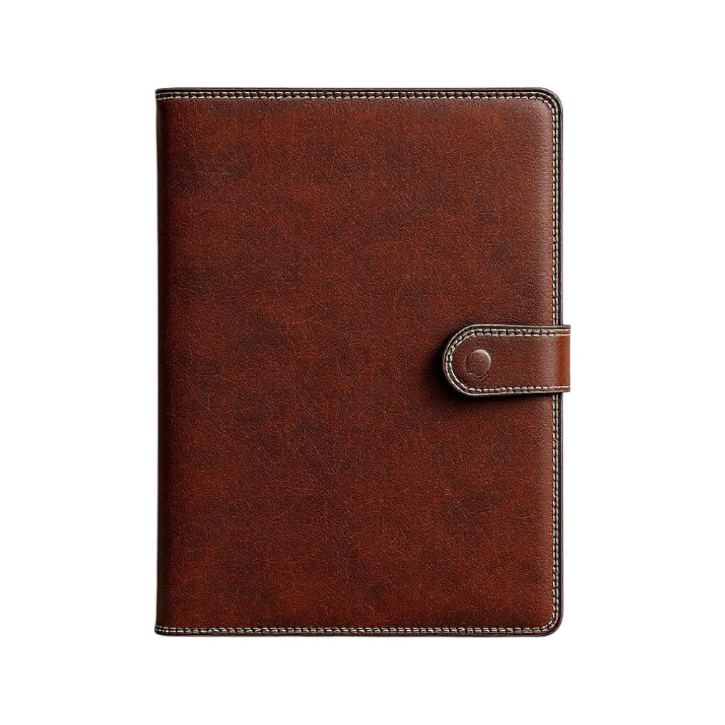 Wyoming Jack full-grain leather Portfolio in rich brown color with button closure for professionals