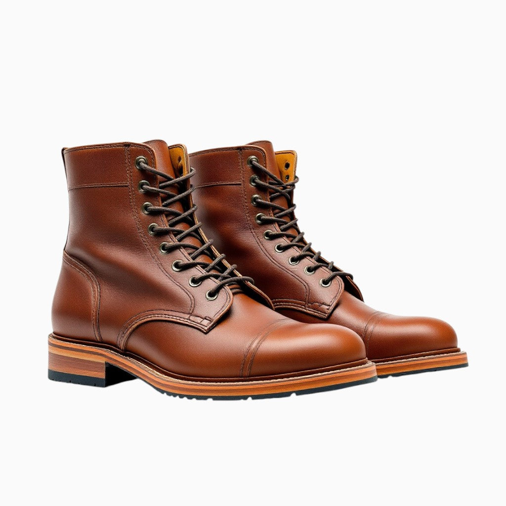 Wyoming Jack full-grain leather boots in rich brown with durable laces and rugged sole