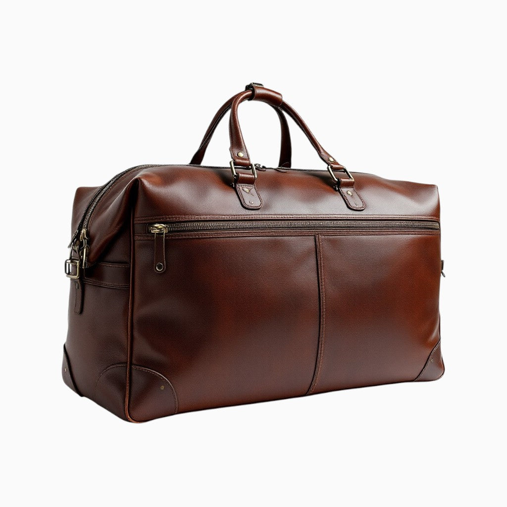 Wyoming Jack full-grain leather luggage in rich brown with spacious compartments and sturdy handles