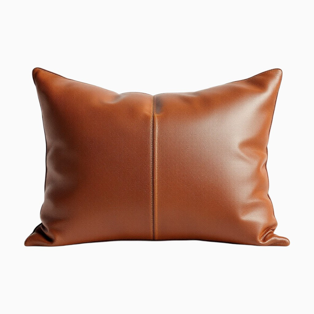 Wyoming Jack full-grain leather pillows in rich brown, adding elegance to any home decor