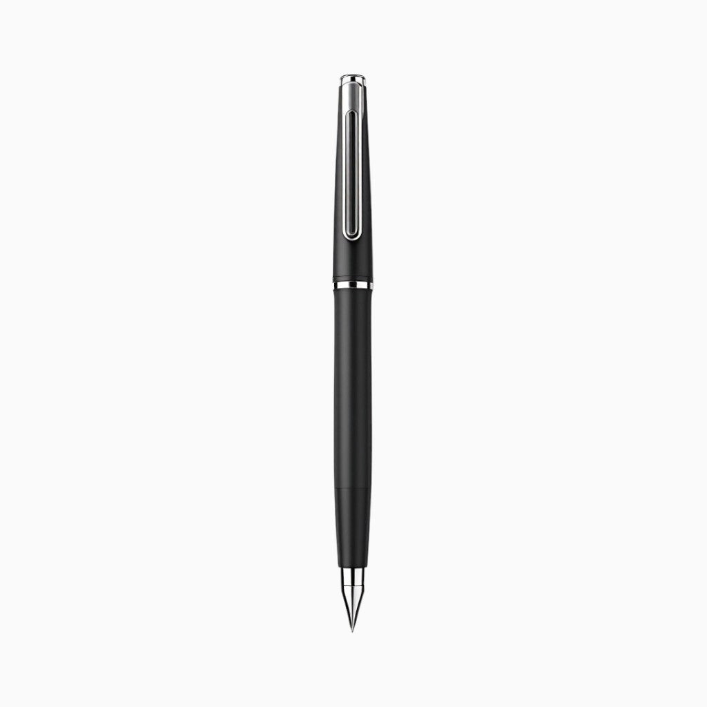 Wyoming Jack leather fountain pen with personalized engraving, sleek design, and gold accents on smooth leather barrel.