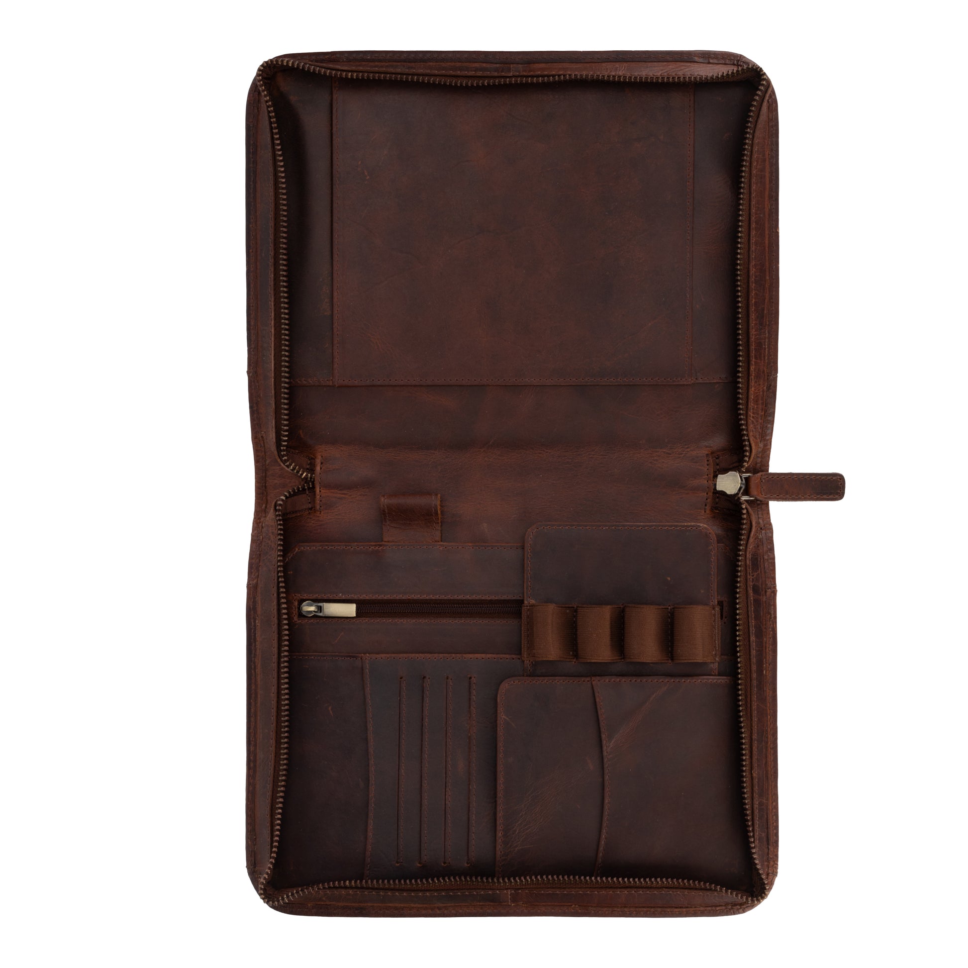 Wyoming Jack Frontier A5 leather portfolio and notebook cover with sleek design and multiple storage compartments.