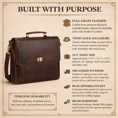 Frontier Leather Messenger Bag for Professionals