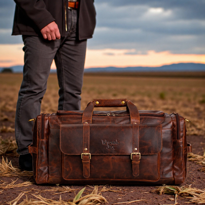 Frontier Large Leather Duffle Bag for Long Trips