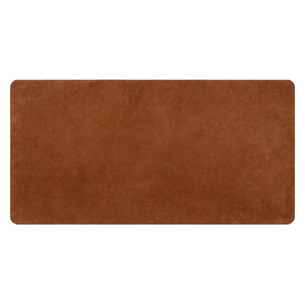 Wyoming Jack Frontier leather desk pad shown flat with smooth brown leather surface and stitched edges.