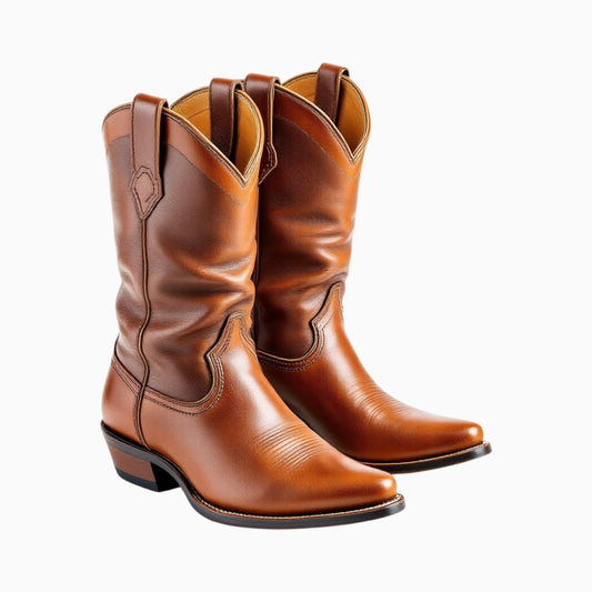 Wyoming Jack full-grain leather cowboy boots in rich brown with a sleek design