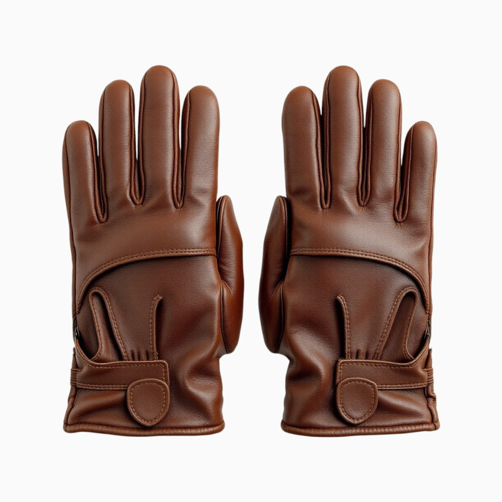 Wyoming Jack full-grain leather gloves in brown with a classic design and secure wrist closures