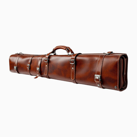 Wyoming Jack full-grain leather gun case with sturdy buckles and handles for safe transport