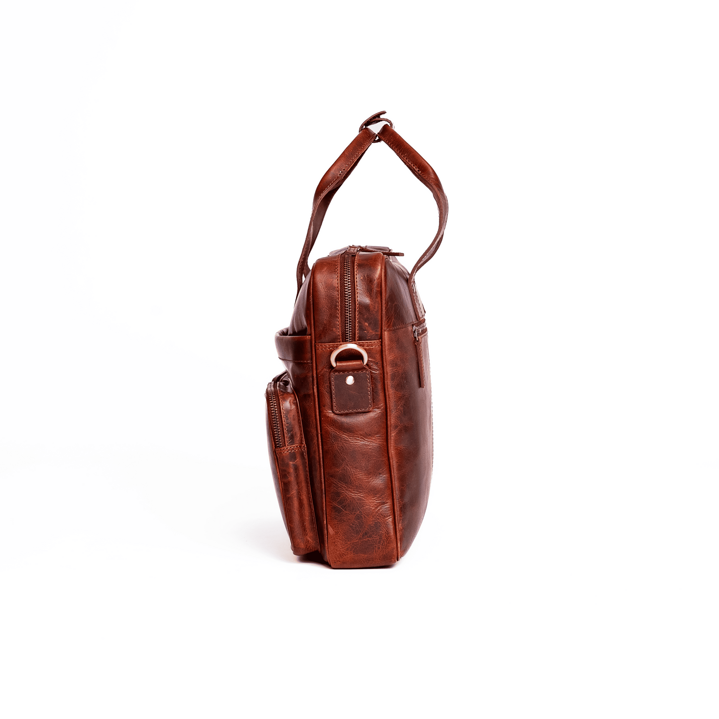 Wyoming Jack Frontier Leather Briefcase showing front view with handles, leather texture, and classic design for professional use.