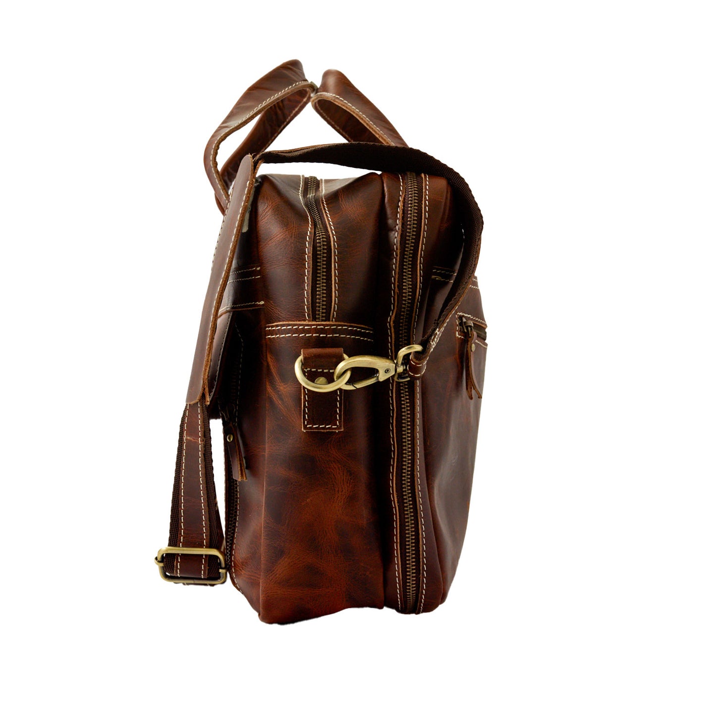 Wyoming Jack Homestead large leather briefcase with multiple compartments, featuring sturdy handles and professional design.