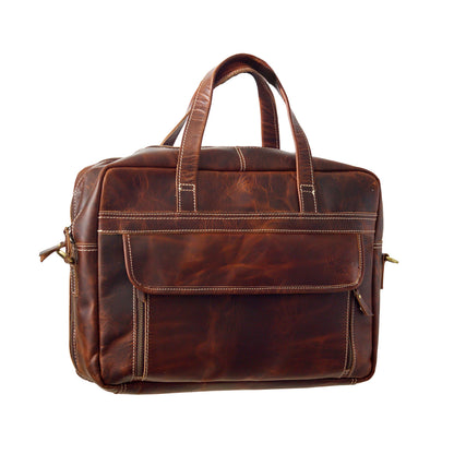 Wyoming Jack Homestead large leather briefcase with multiple compartments for organization and professional style.