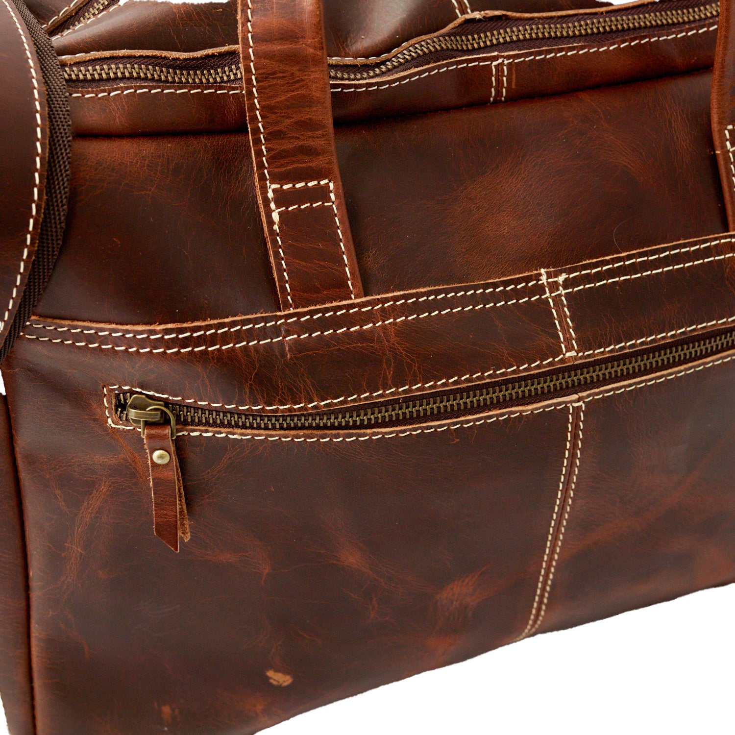 Homestead large leather briefcase by Wyoming Jack with multiple compartments, featuring sturdy handles and classic design.