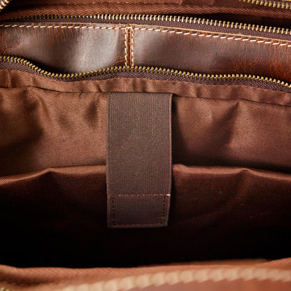 Homestead large leather briefcase by Wyoming Jack with multiple compartments, featuring sturdy handles and classic design.