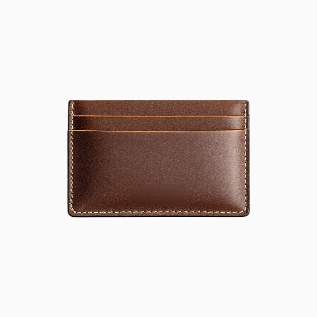 Wyoming Jack leather card holder with personalized customization, showcasing a sleek, compact design for storing credit cards and IDs.