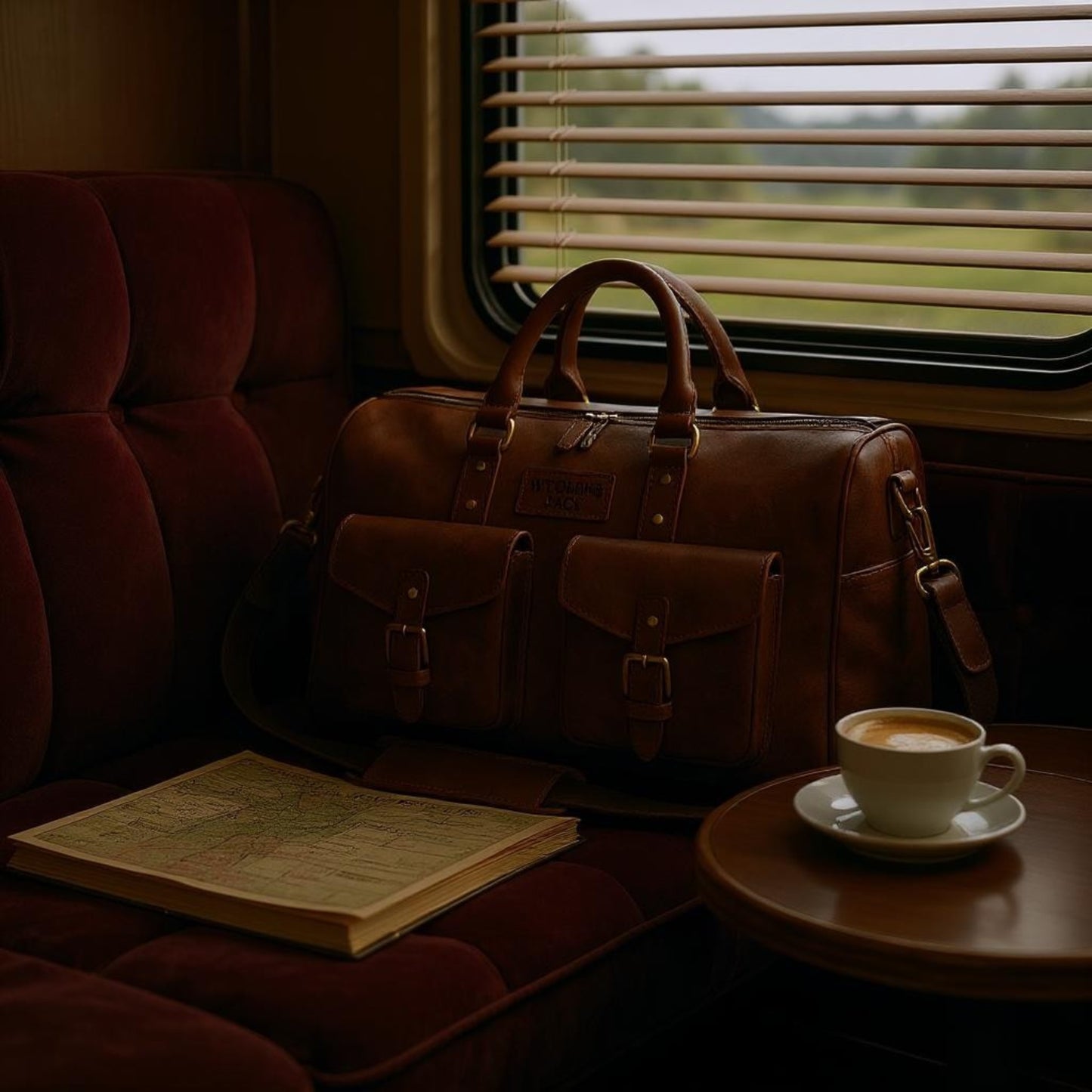 Wyoming Jack Expedition Leather Duffle Bag with personalized customization, featuring durable leather construction and spacious design.
