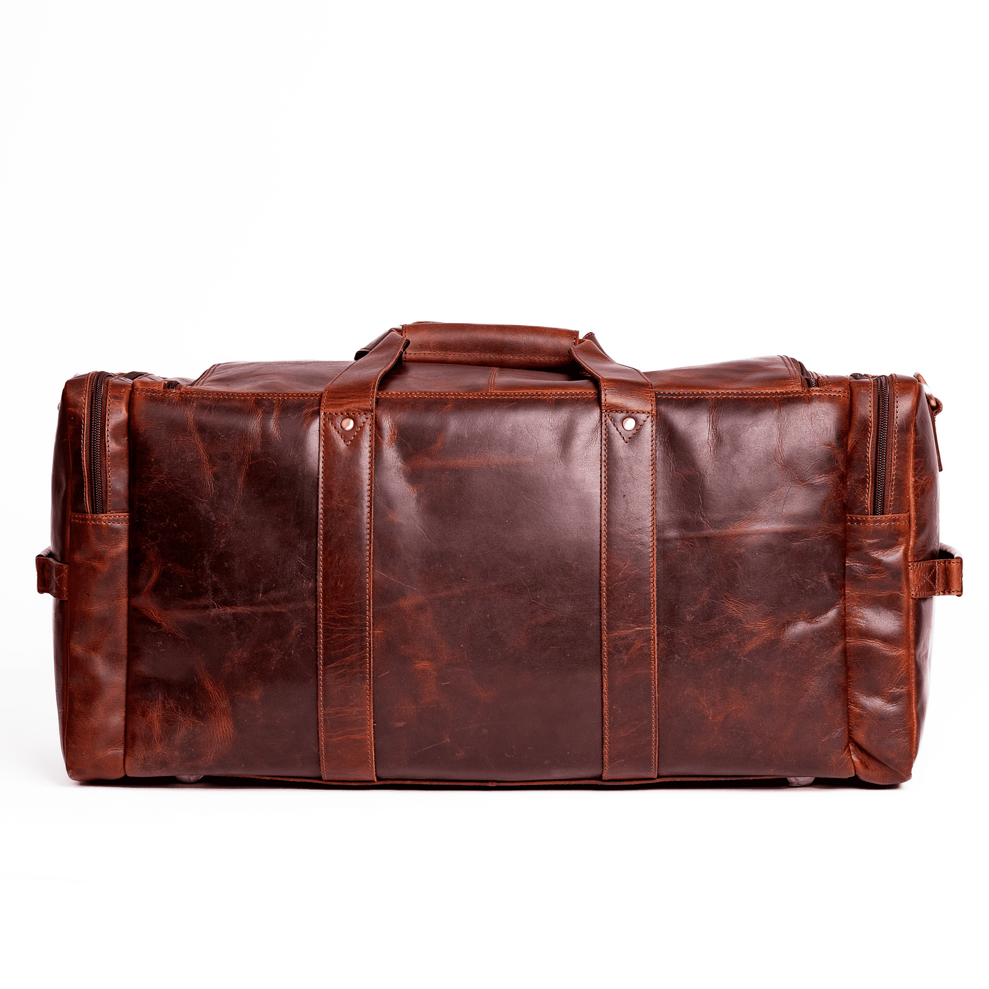 Wyoming Jack Frontier Leather Duffle Bag with sturdy handles and spacious interior, perfect for travel and weekend trips.