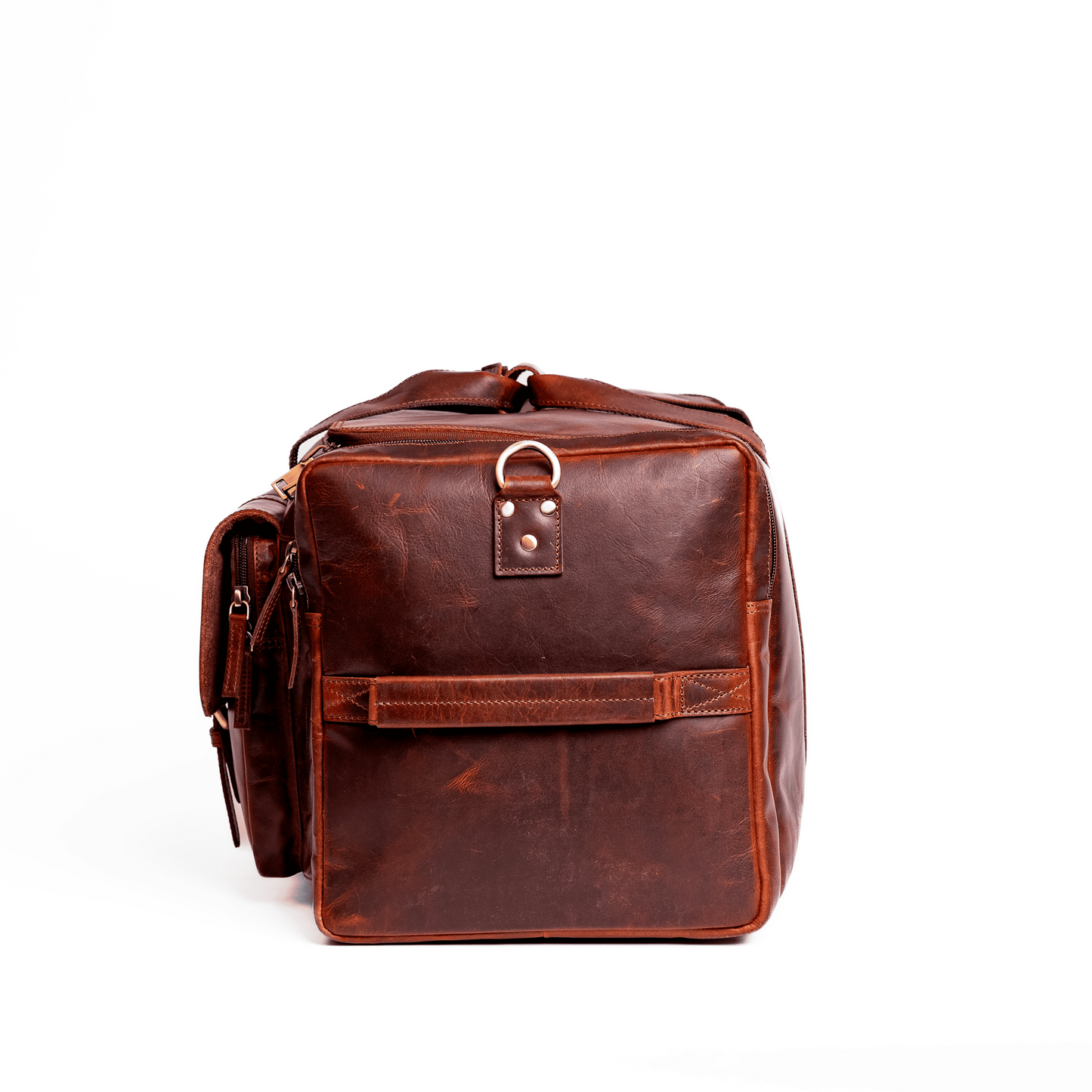 Wyoming Jack Frontier Leather Duffle Bag with sturdy handles and spacious main compartment, stylish for travel or weekend trips.