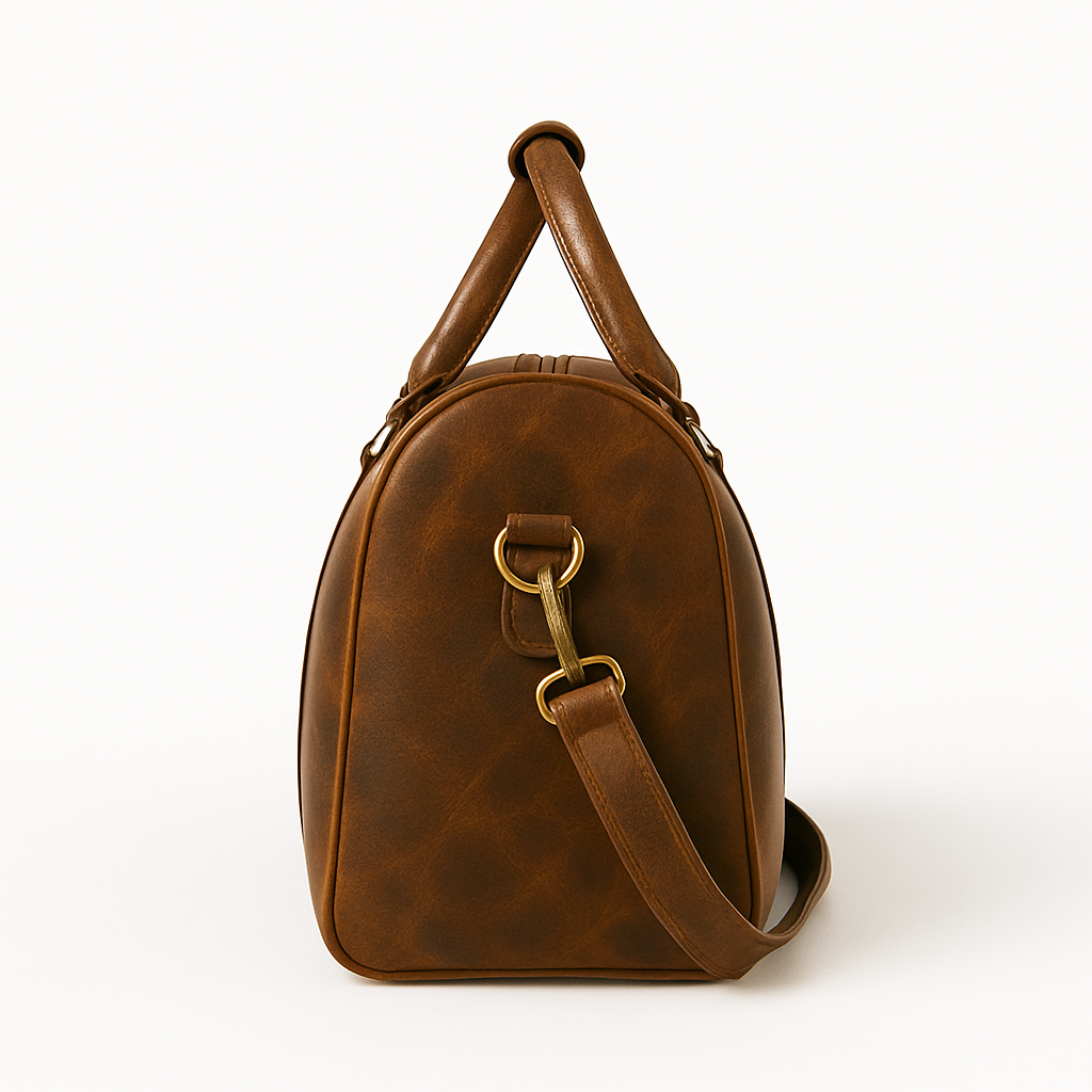 Wyoming Jack leather duffle bag with personalized customization, featuring sturdy handles and spacious interior for travel or gym use.