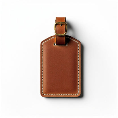Brown Leather Luggage Tag featuring a Simple Design for the full-grain Leather Duffle Bag by Wyoming Jack