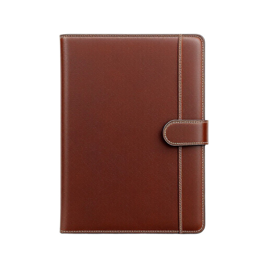 Elegant full-grain leather Padfolio by Wyoming Jack with a sleek design and secure button closure