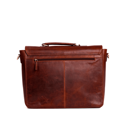 Wyoming Jack Frontier Leather Messenger Bag for professionals, featuring a classic design with durable leather and adjustable shoulder strap.