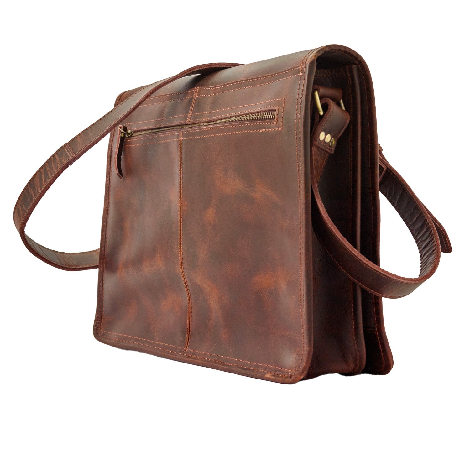 Full Grain Leather Messenger Bag – Vintage Laptop Satchel for Men