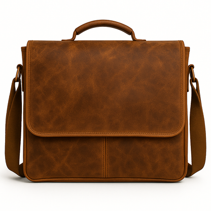 Wyoming Jack leather messenger bag with customizable design, featuring a sturdy strap and spacious interior for everyday use.