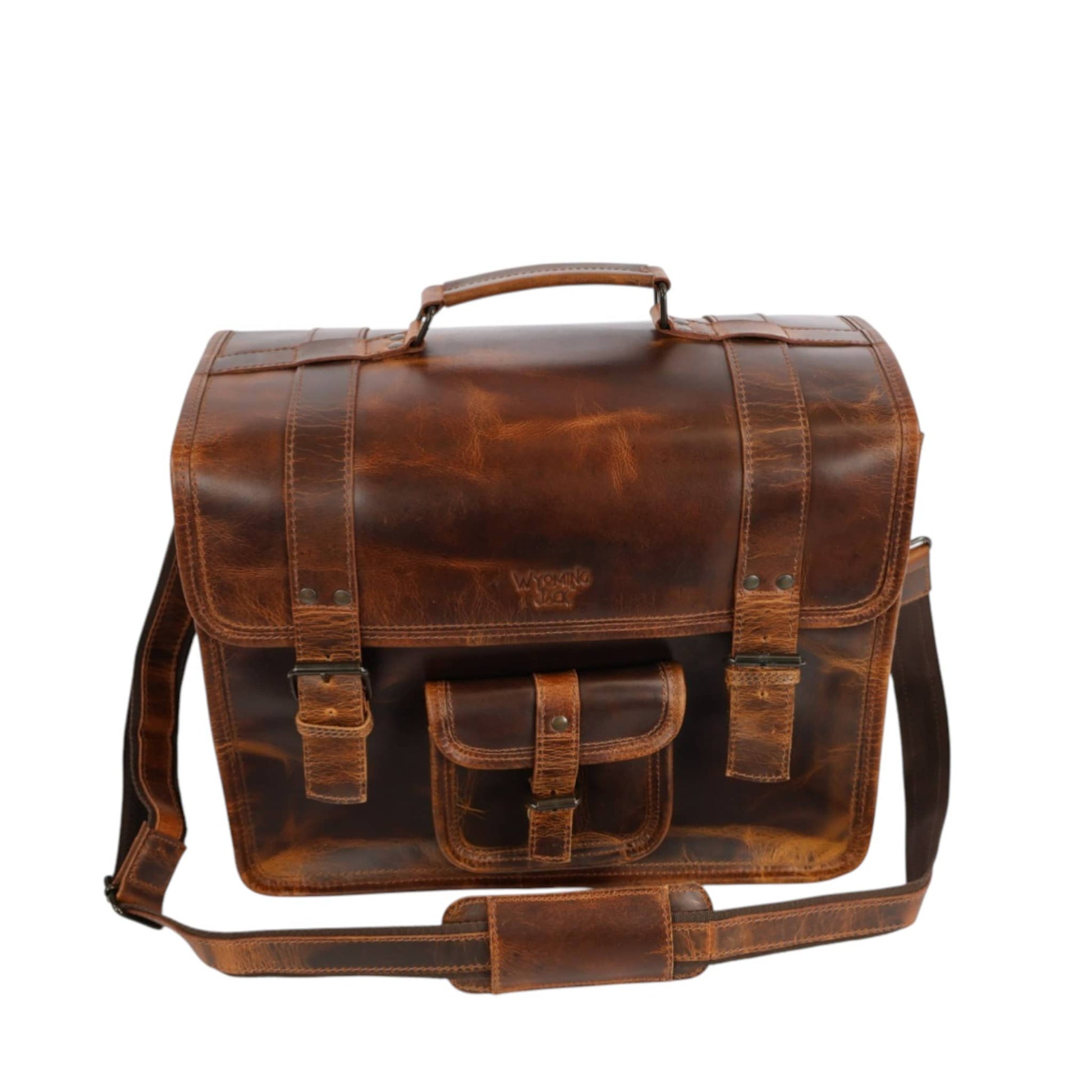 Wyoming Jack Pioneer Messenger Bag with adjustable strap and front pocket, made of durable material for daily use.
