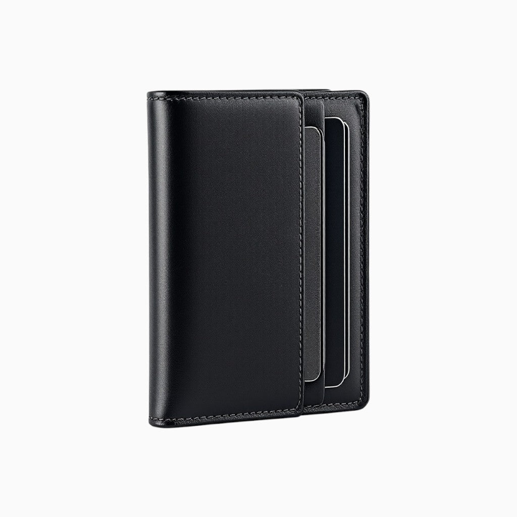 Wyoming Jack leather pocket wallet with personalized customization, featuring compact design and multiple card slots.