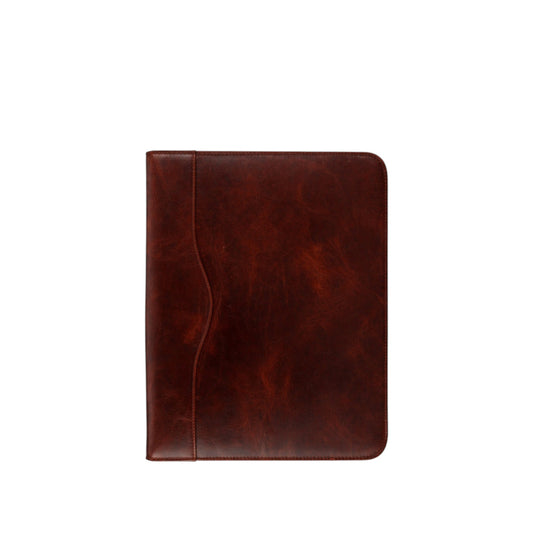 Wyoming Jack Frontier Leather Portfolio for letter documents, featuring a sleek brown leather exterior and a professional design.