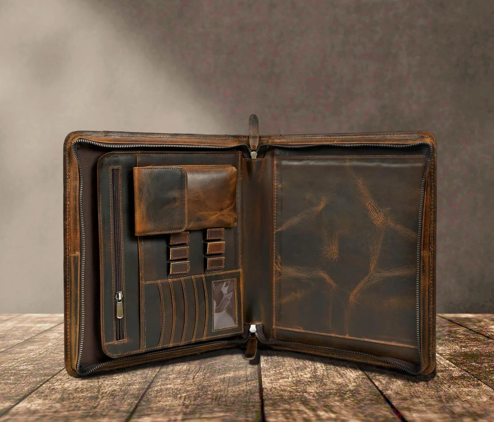 Leather Portfolio – Badlands Antique Whiskey (Letter Size Padfolio