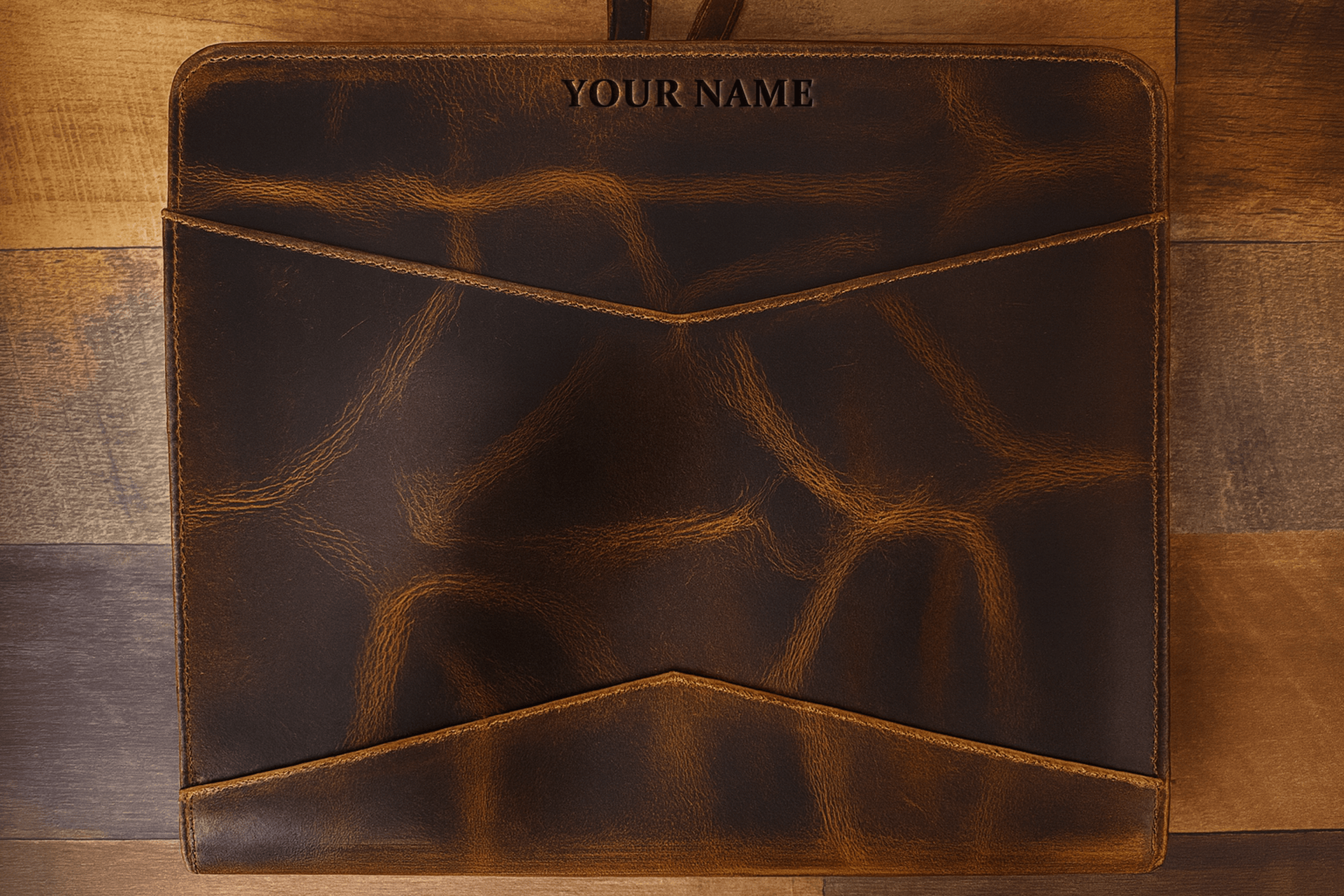 Wyoming Jack leather portfolio and padfolio, personalized with custom options, featuring a sleek design and multiple organizational compartments.