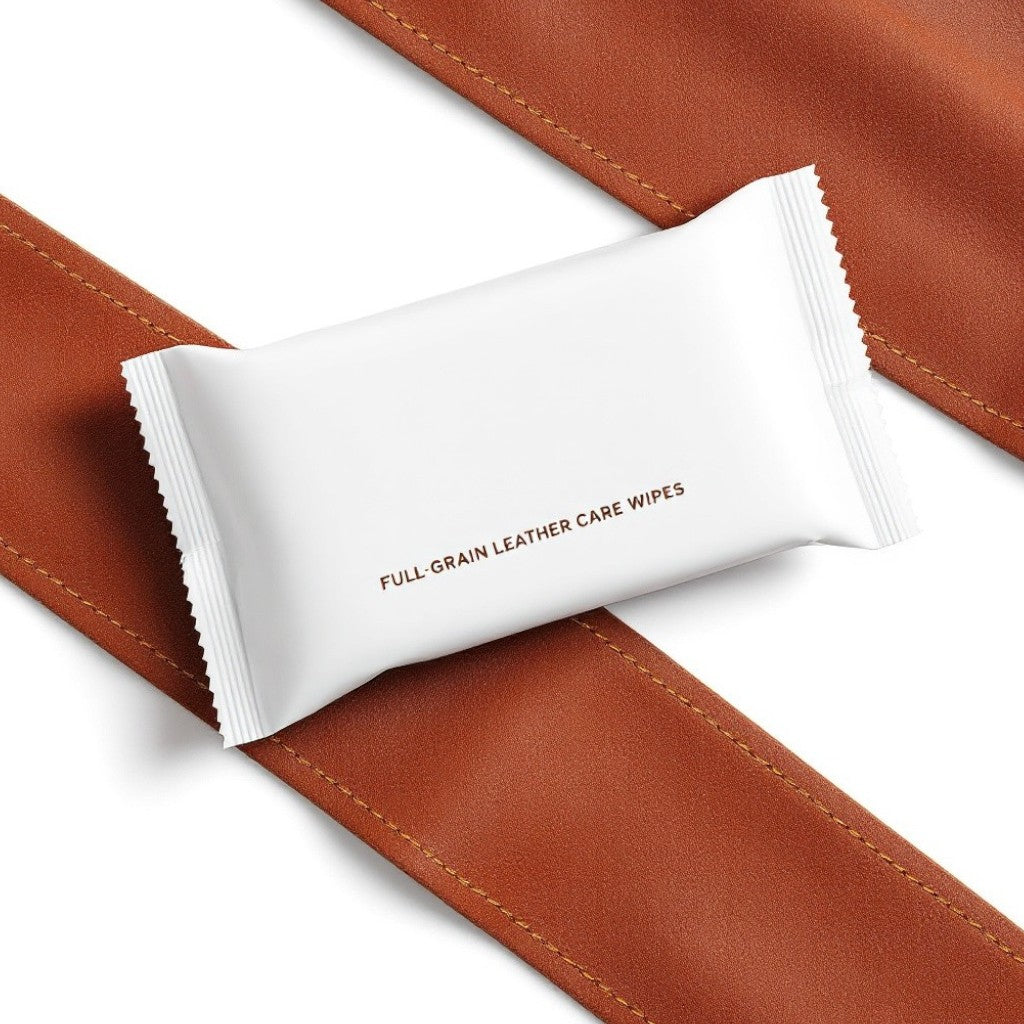 Wyoming Jack leather wipes in a container, personalized for cleaning and conditioning leather surfaces.