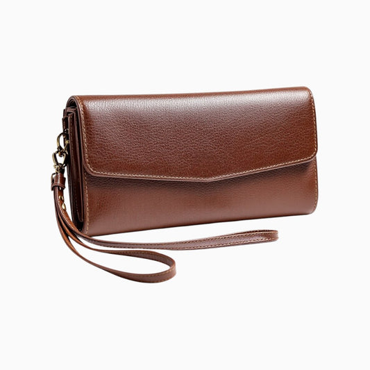Wyoming Jack leather women's wallet with custom personalization, featuring multiple card slots and a sleek design.